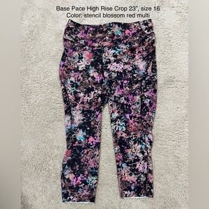 lululemon athletica Base Pace High Rise Crop Leggings - Black Floral Multi